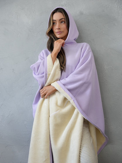 Fleece Poncho met Capuchon Luxe Warm en Zacht