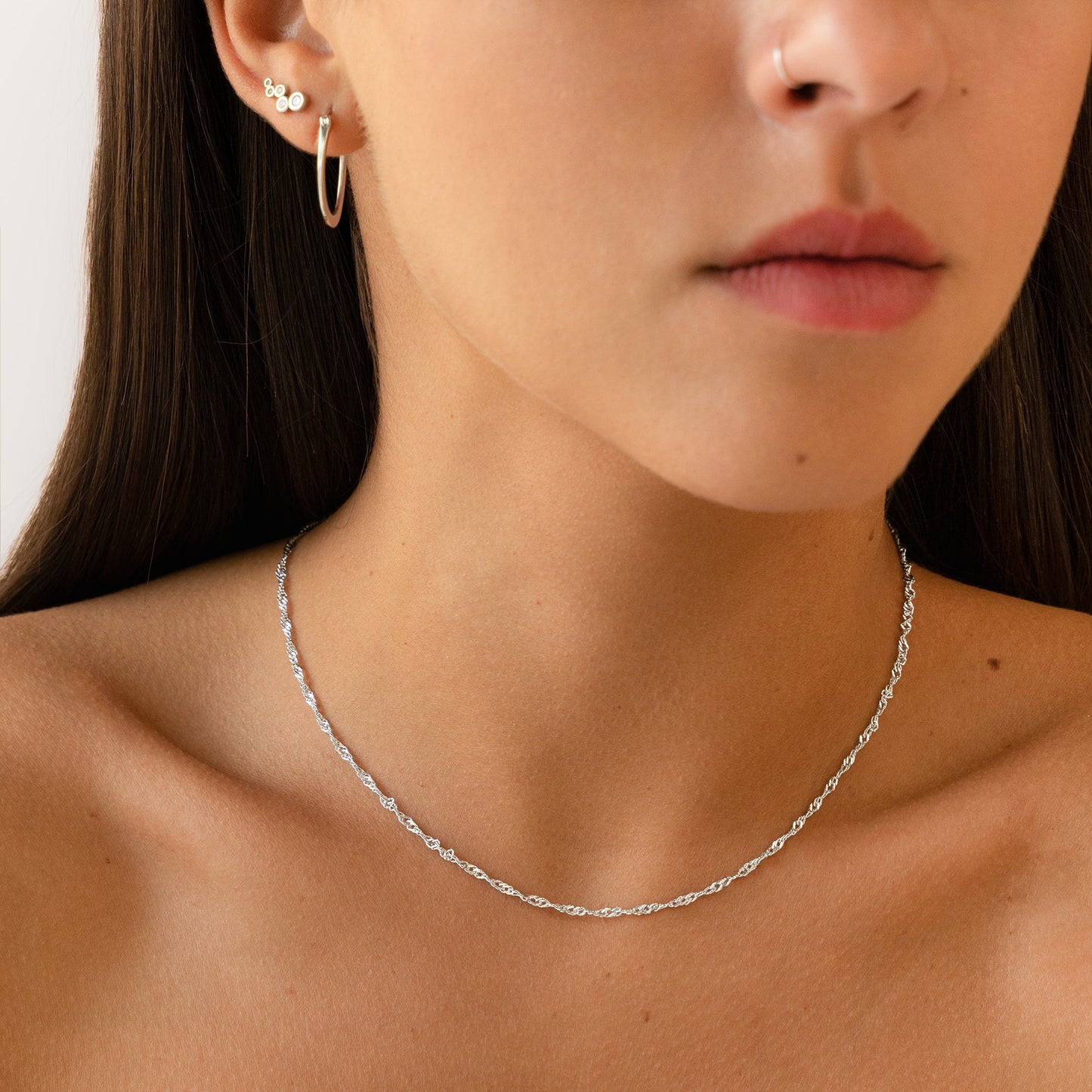 Elegante Golvende Halsketting Zilver voor Vrouw