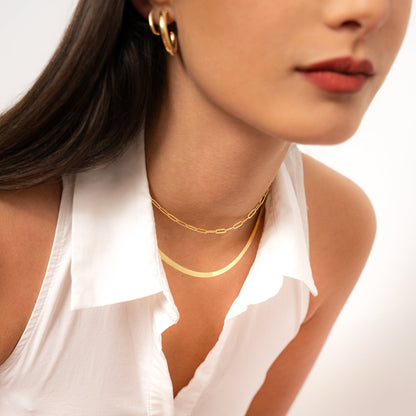 Ketting Platte Zilveren Halsketting Stijlvol