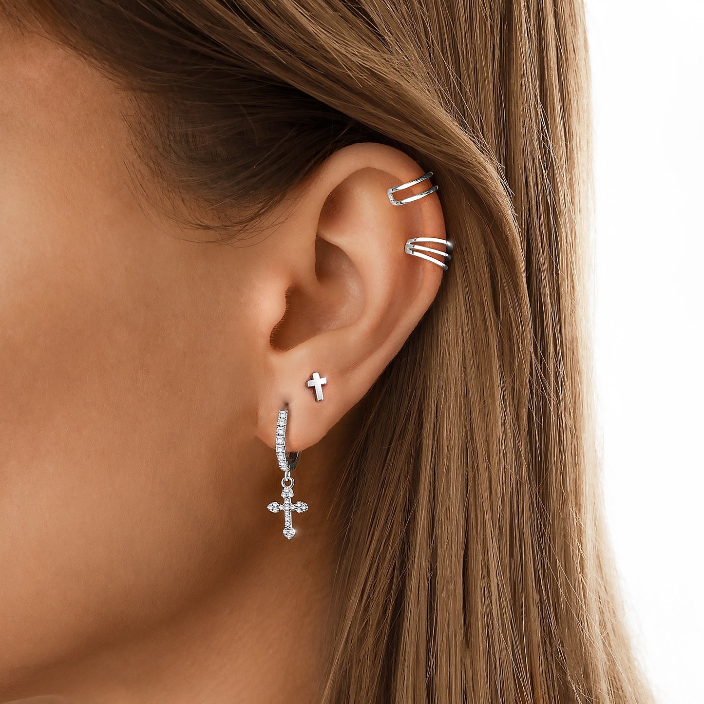 Kruis Oorbellen Simpel Elegant Zilver