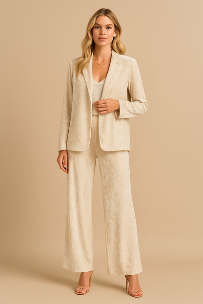 Dames Velvet Broekpak Lange Mouwen Shirt Tweedelig Set