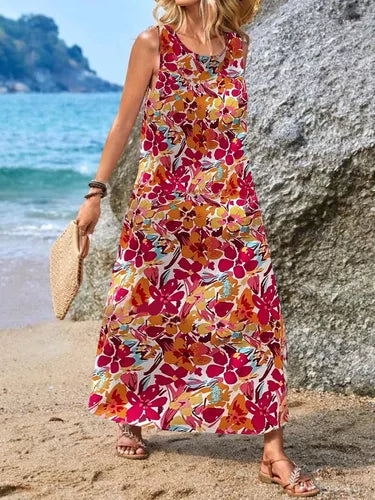 Mouwloze Jurk Boheemse Print Zomerjurk Vrouwen - Mode Vibes