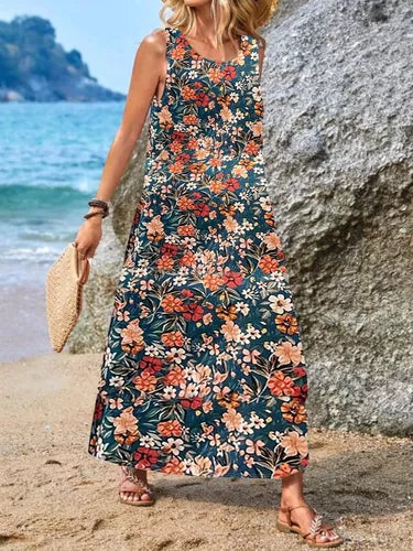 Mouwloze Jurk Boheemse Print Zomerjurk Vrouwen