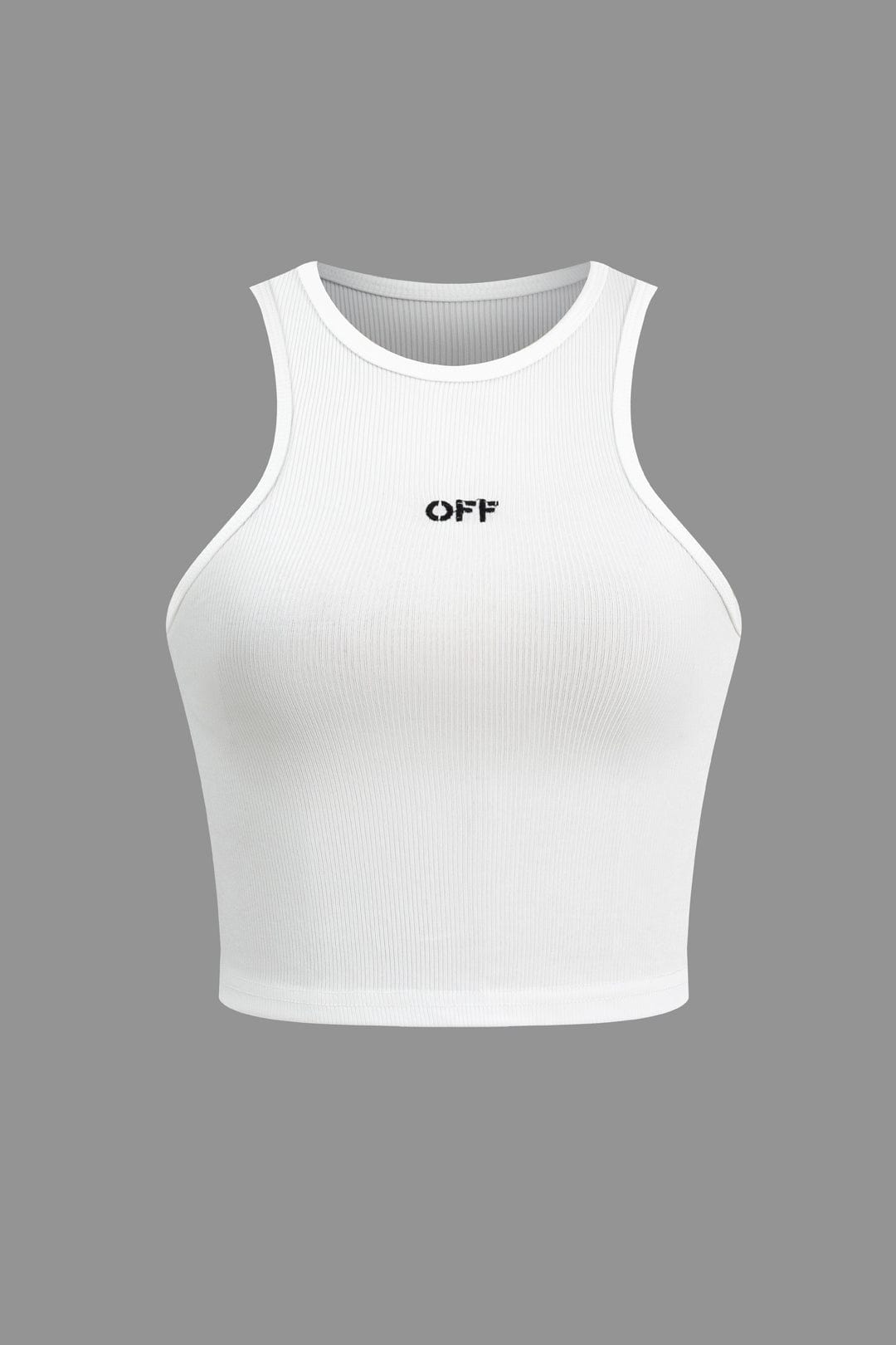 Witte Crop Top Vrouw Hoge Hals Geribbeld - Mode Vibes