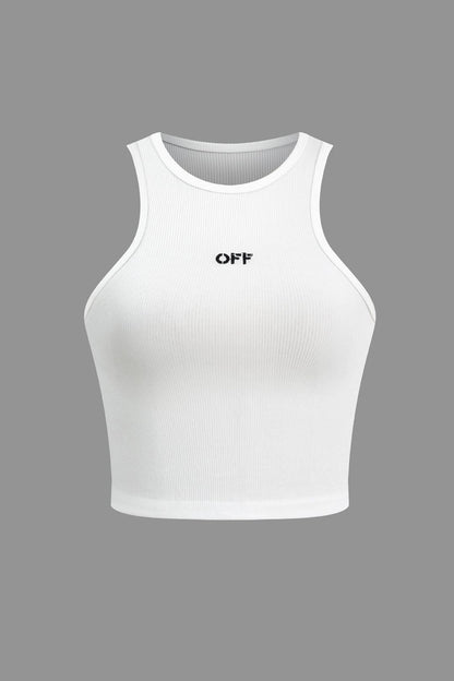 Witte Crop Top Vrouw Hoge Hals Geribbeld - Mode Vibes