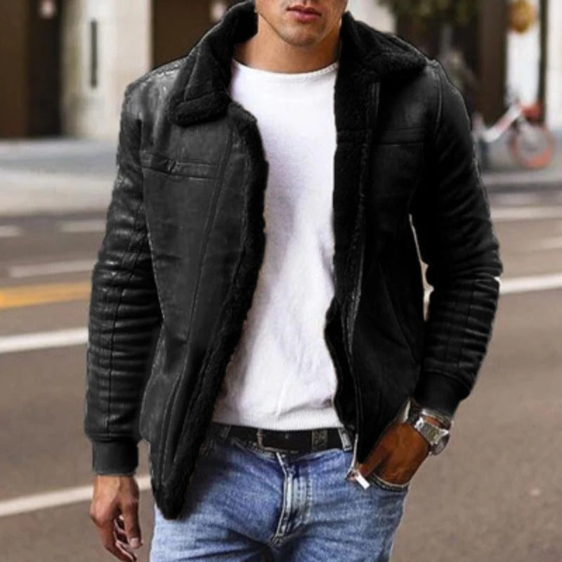 Heren Winterjas Shearling Voering Warm en Comfortabel - Mode Vibes