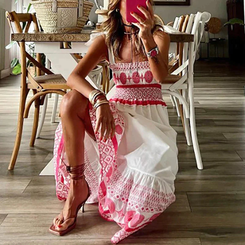 Roze Jurk Boho Stijl Vrouwenjurk