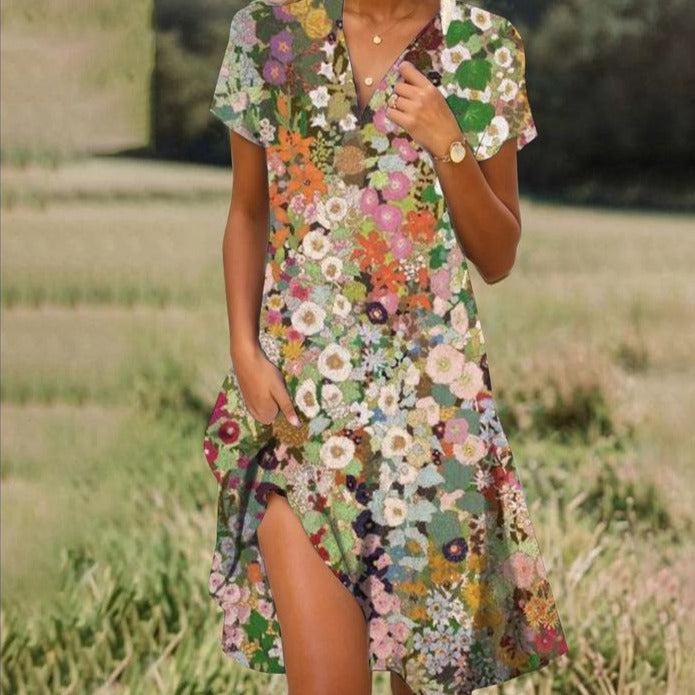 Dames Ademende Midi Zomerjurk - Daniella