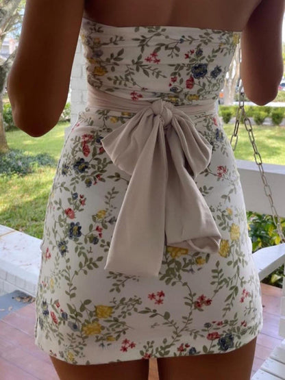 Dames Bloemen Tube Jurk Strappy Design voor Zomer - Kaida
