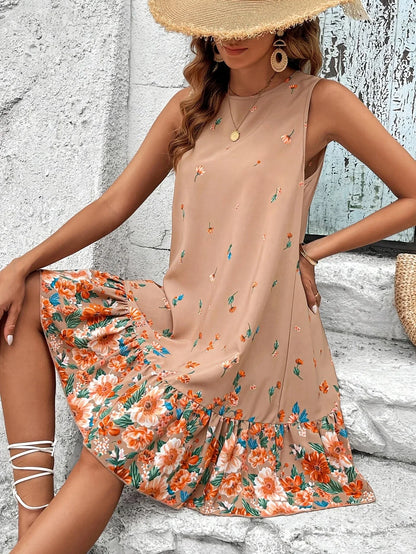 Dames Bloemetjes Mouwloos Mini Zomerjurkje - Helen