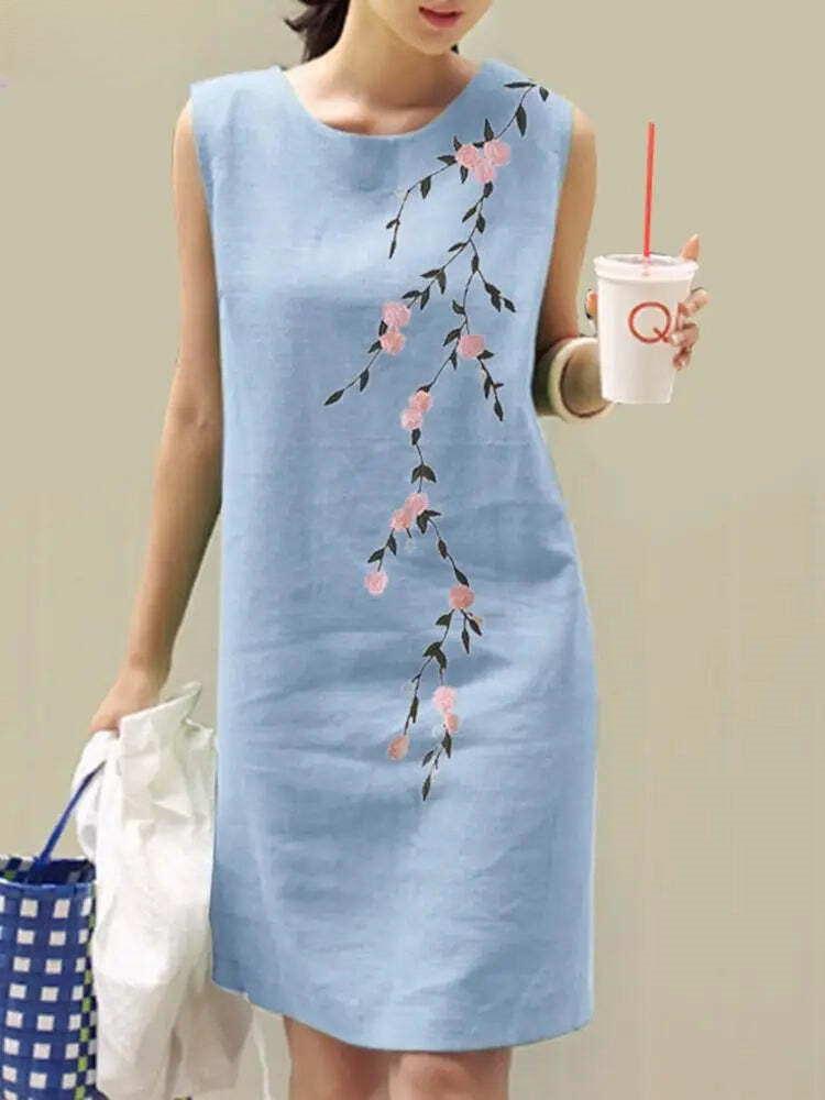 Korte Geborduurde Gala Jurk voor Dames met Bloemen - Mode Vibes