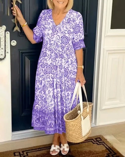 Dames Bloemige Maxi Zomerjurk - Louise