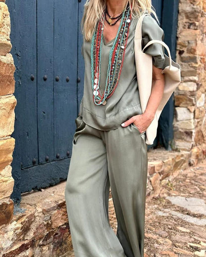 Dames Blouse en Wijde Pijp Zomer Set - Lolita