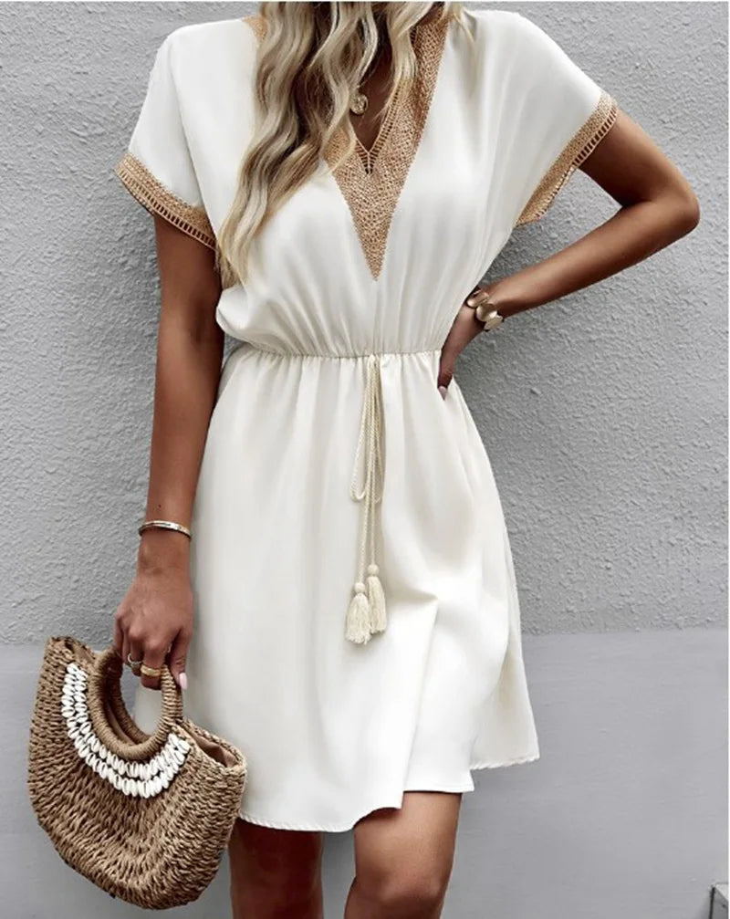 Dames Boheemse Mini Zomerjurk - Adrianna