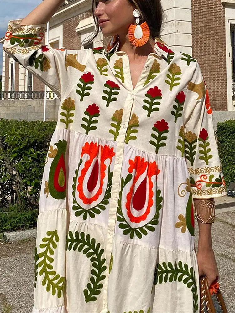 Dames Boho Maxi Zomerjurk - Amalia