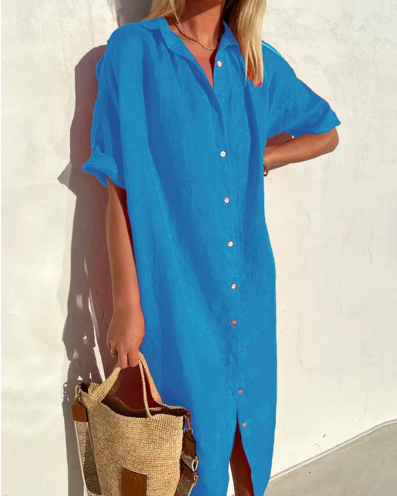 Dames Casual Midi Blouse Jurk - Annabelle