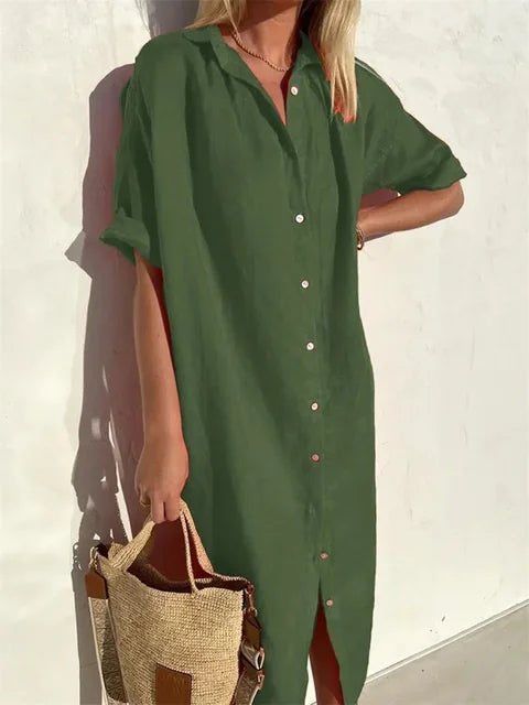 Dames Casual Midi Blouse Jurk - Annabelle