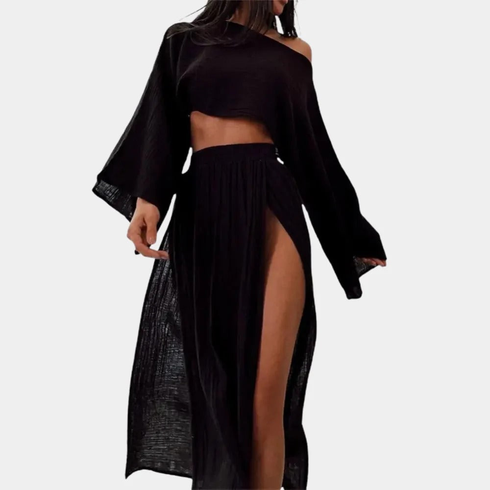 Dames Casual met hoge split rok set - Charlotte