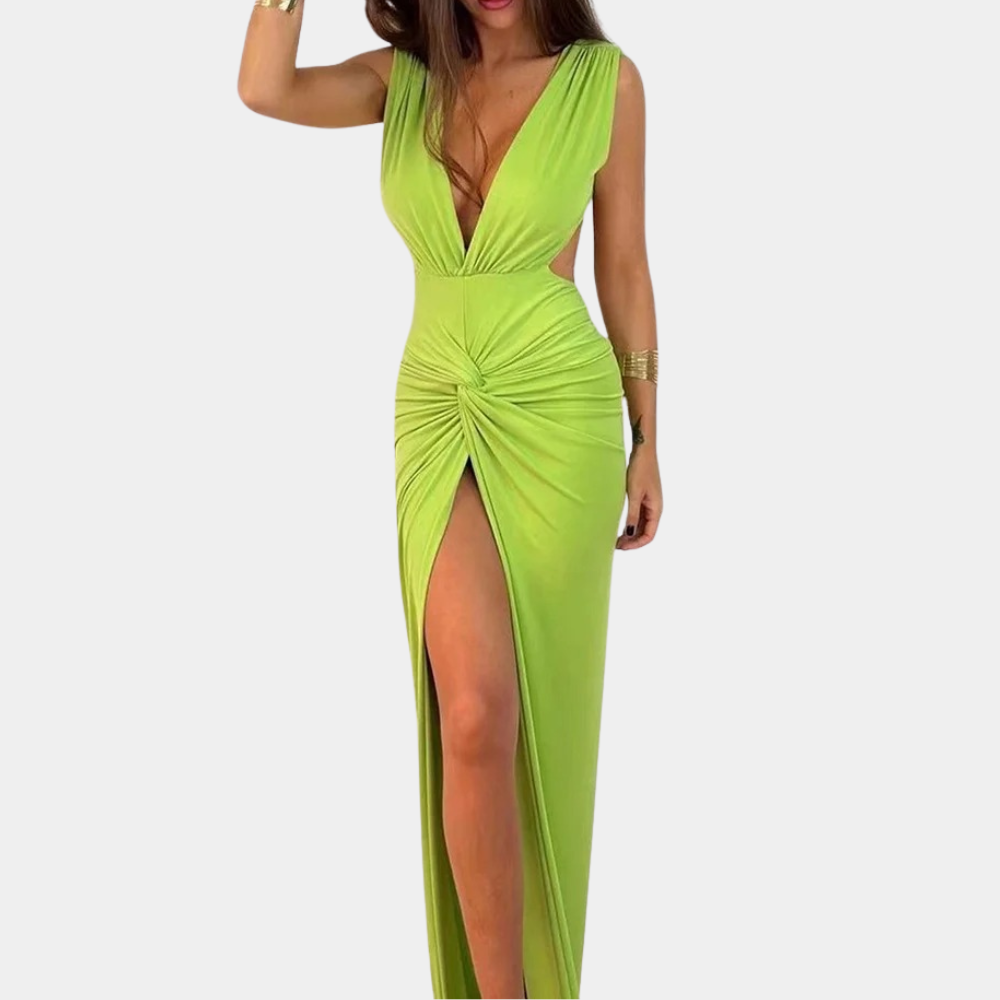 Dames Zomerjurk Maxi Diepe V Hals Jurk Zomer Collectie - Mode Vibes