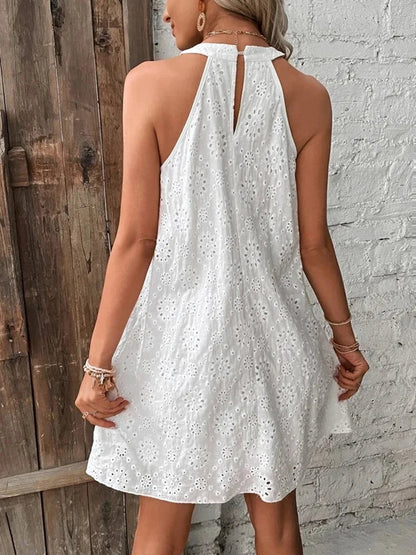 Dames Elegante Zomer Mini-Jurk Wit Mouwloos feestjurk