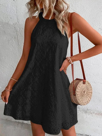 Dames Elegante Zomer Mini-Jurk Wit Mouwloos feestjurk