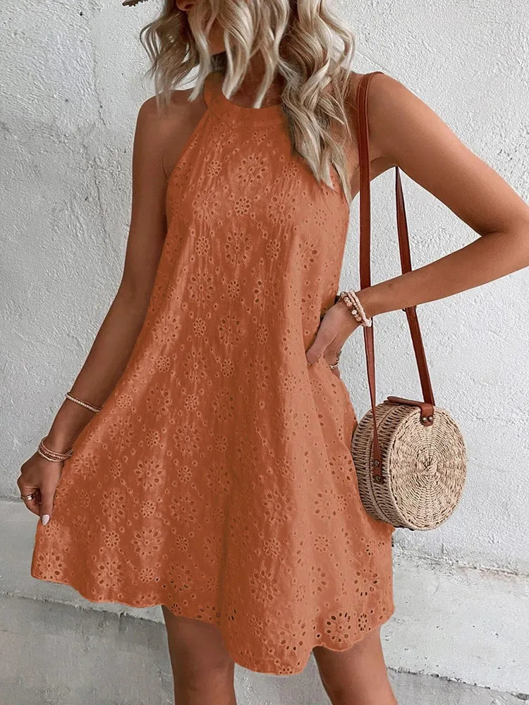 Dames Elegante Zomer Mini-Jurk Wit Mouwloos feestjurk