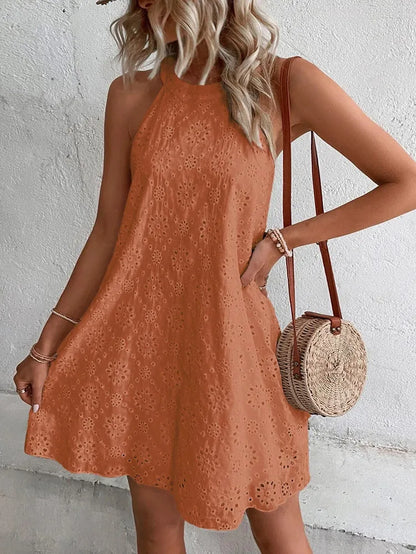 Dames Elegante Zomer Mini-Jurk Wit Mouwloos feestjurk