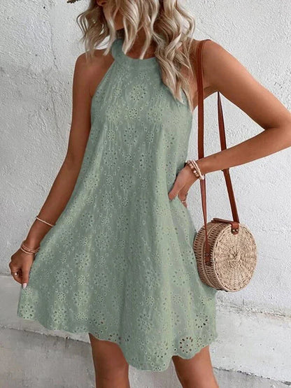 Dames Elegante Zomer Mini-Jurk Wit Mouwloos feestjurk