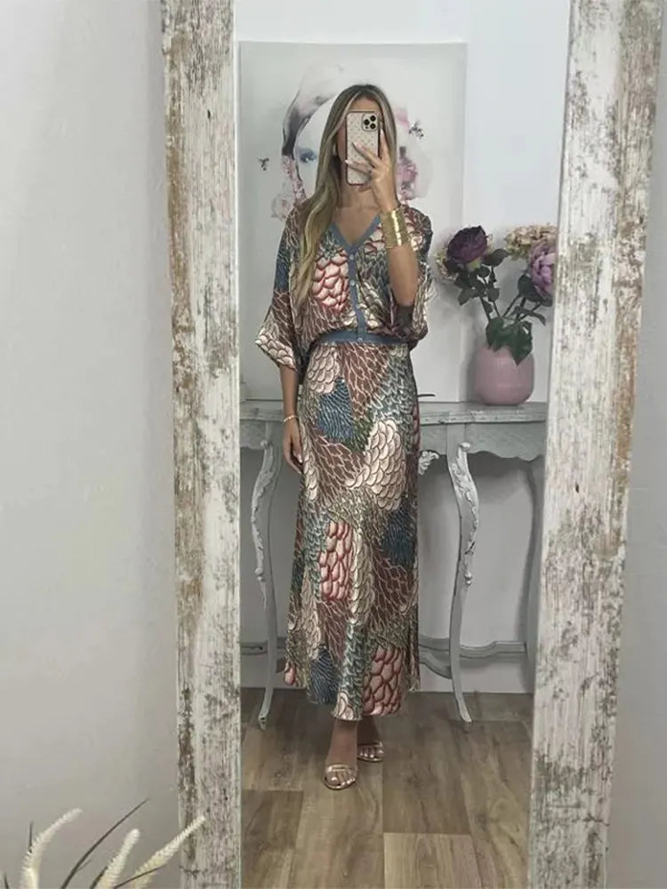 FloraModa Zomerse Chiffon Print Tweedelige Set