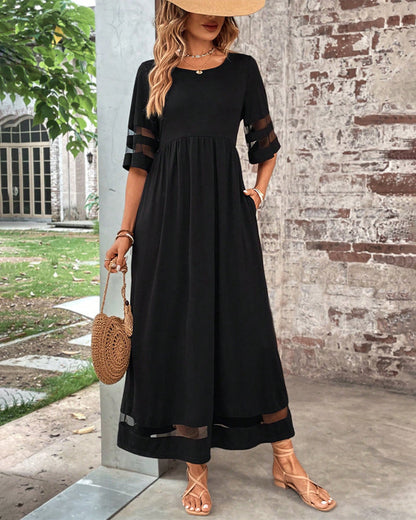 Dames Elegante Ronde Hals Tijdloos Ontwerp Midi Zomerjurk - Arya