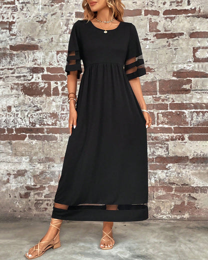 Dames Zomerjurk Ronde Hals Elegante Midi Jurk Arya - Mode Vibes