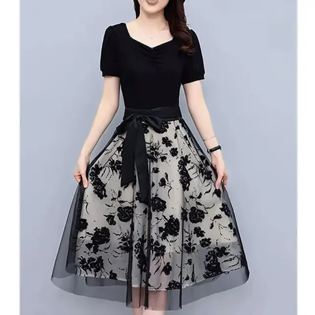 Zomerbries Elegante Mesh Gesplitste Lange Jurk voor Dames