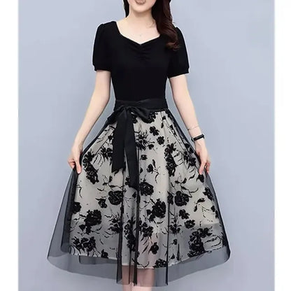 Zomerbries Elegante Mesh Gesplitste Lange Jurk voor Dames