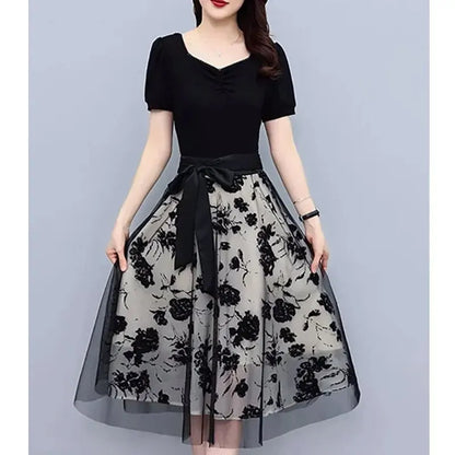 Zomerbries Elegante Mesh Gesplitste Lange Jurk voor Dames