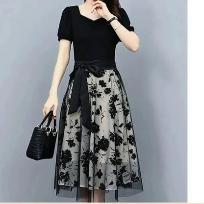 Zomerbries Elegante Mesh Gesplitste Lange Jurk voor Dames