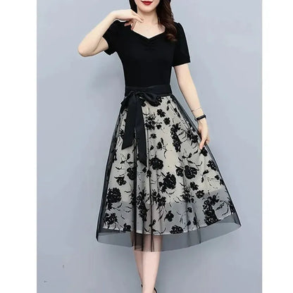 Zomerbries Elegante Mesh Gesplitste Lange Jurk voor Dames