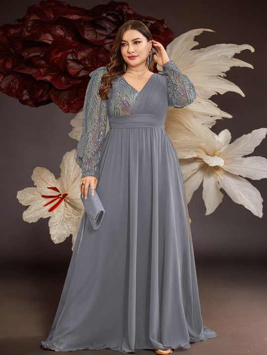 Dames Formele Bruidsjurk Lange Mouwen Maxi Jurk Olivia - Mode Vibes