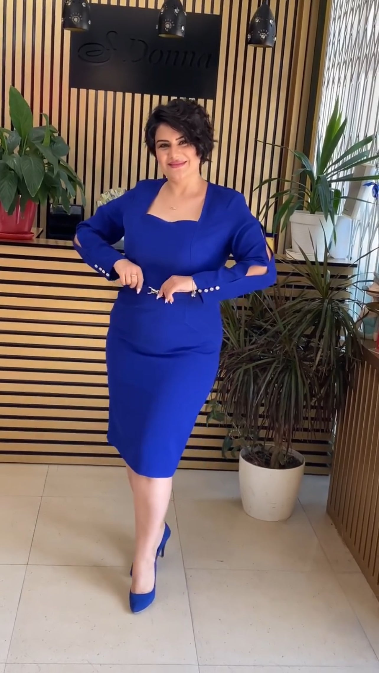 Dames Formele Midi Jurk Vierkante Hals Elegant Zwarte Jurk - Mode Vibes