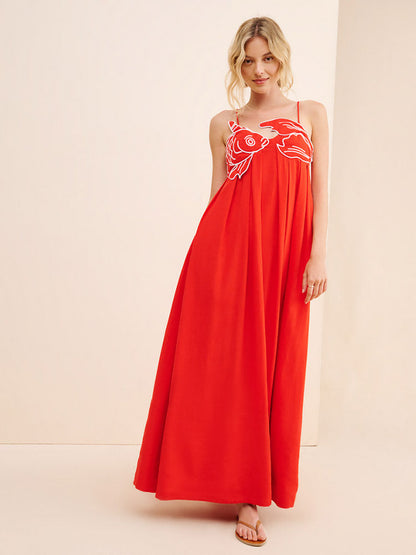 Dames Geborduurde Maxi Zomerjurk - Maxin