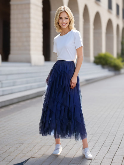 Dames Gelaagde Maxi Rok – Heather