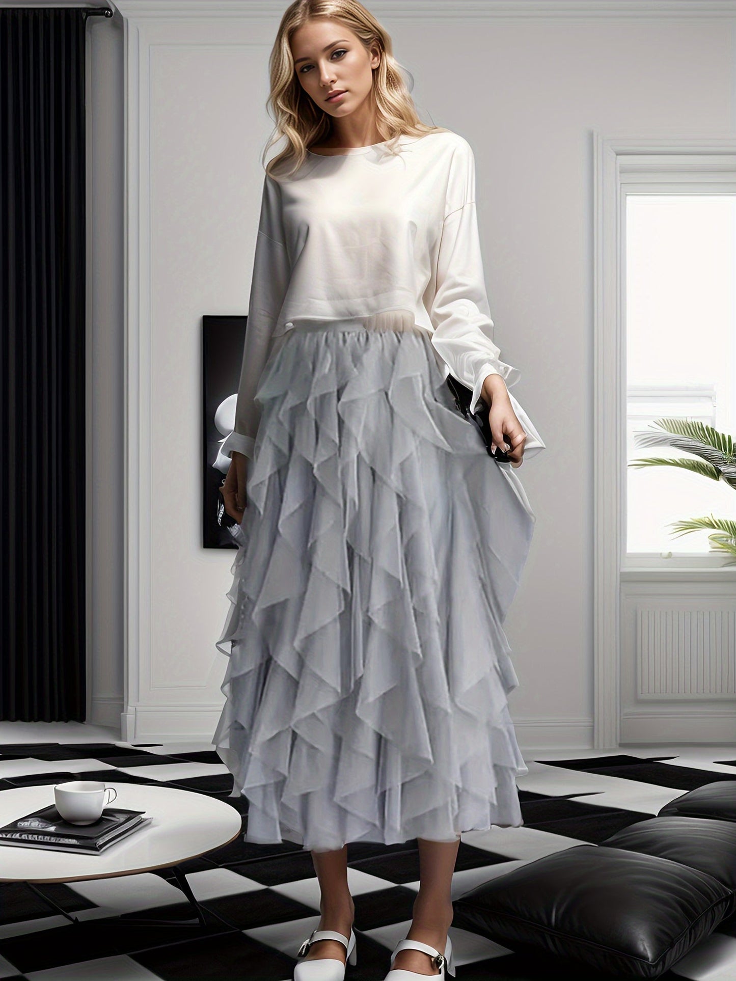 Dames Gelaagde Maxi Rok – Heather