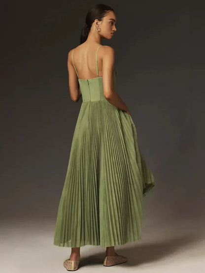 Dames Geplooid Midi Cocktail Jurk - Amanda