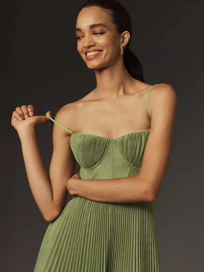 Dames Geplooid Midi Cocktail Jurk - Amanda