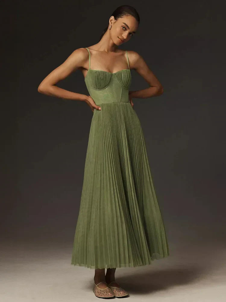 Dames Cocktailjurk Geplooid Midi Jurk voor Feestjes - Mode Vibes