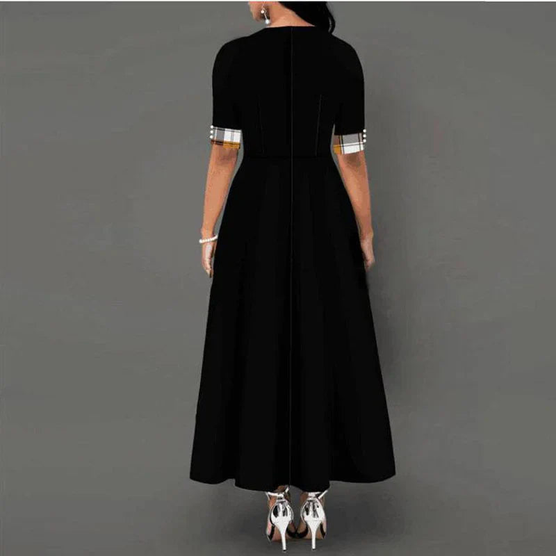 ModePracht Geruite Vintage Maxi Jurk voor Dames