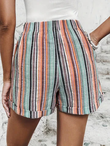 Dames Shorts High Waist Gestreept Zomerbroek Felice - Mode Vibes