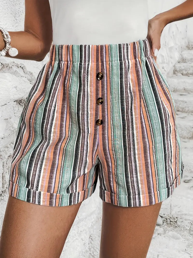Dames Shorts Hoge Taille Gestreept Zomer - Mode Vibes