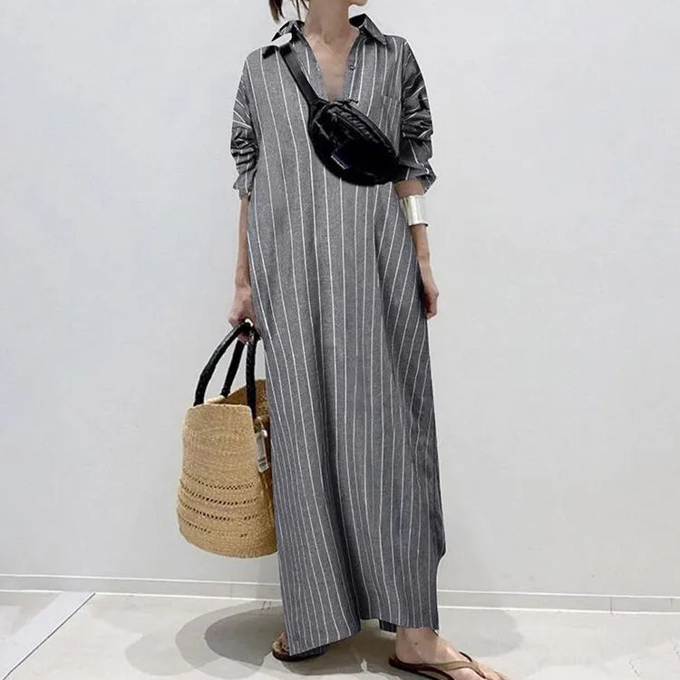 Dames Gestreepte Maxi Zomerjurk - Carmen