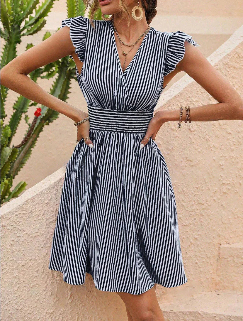 Dames Zomerjurk Gestreept Mini Jurk - Mode Vibes