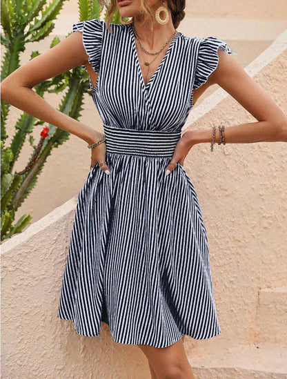 Dames Zomerjurk Gestreept Mini Jurk - Mode Vibes